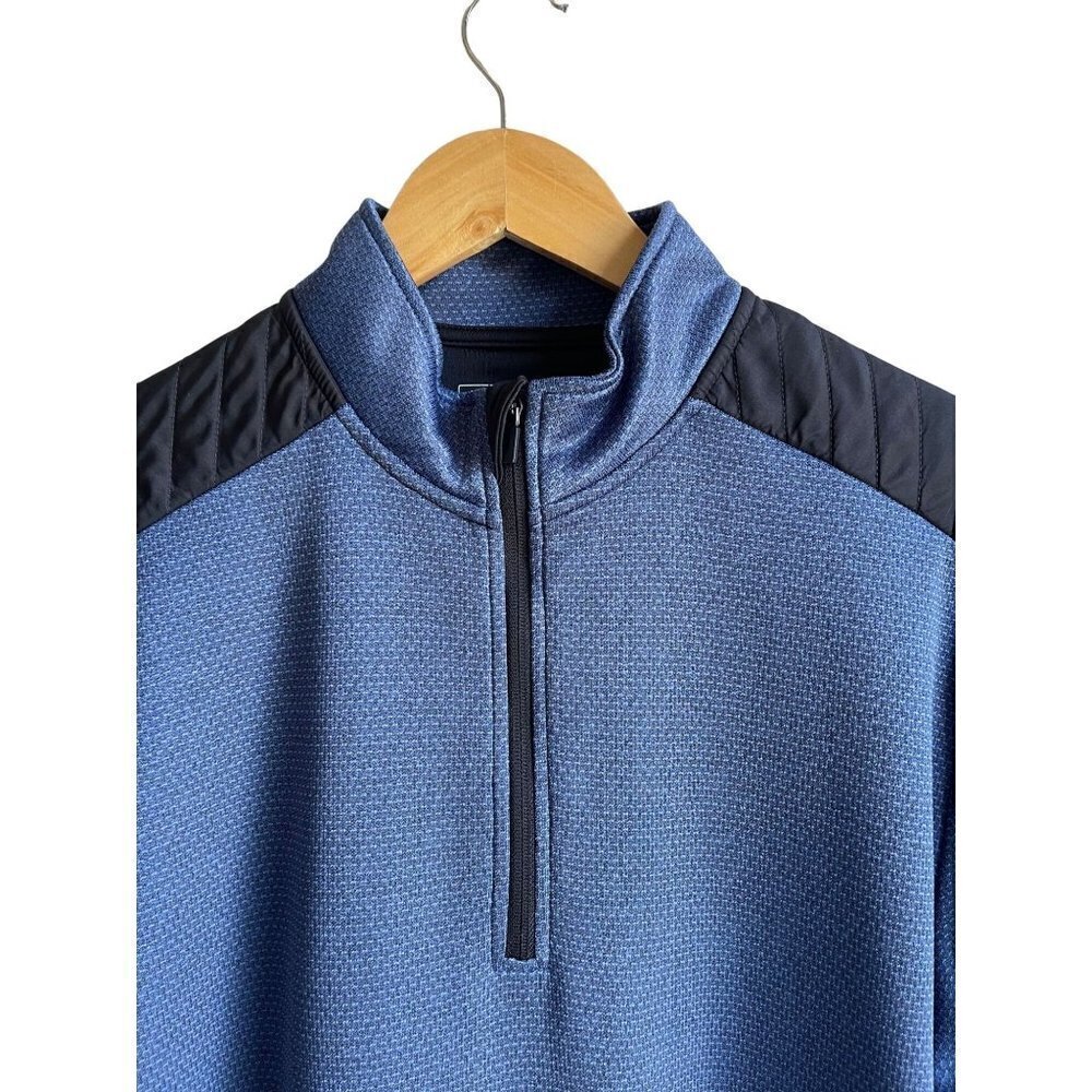 Ben Hogan Golf Size Large Blue Black Performance 1/4 Zip Pullover Fleece Jacket - Picture 3 of 8
